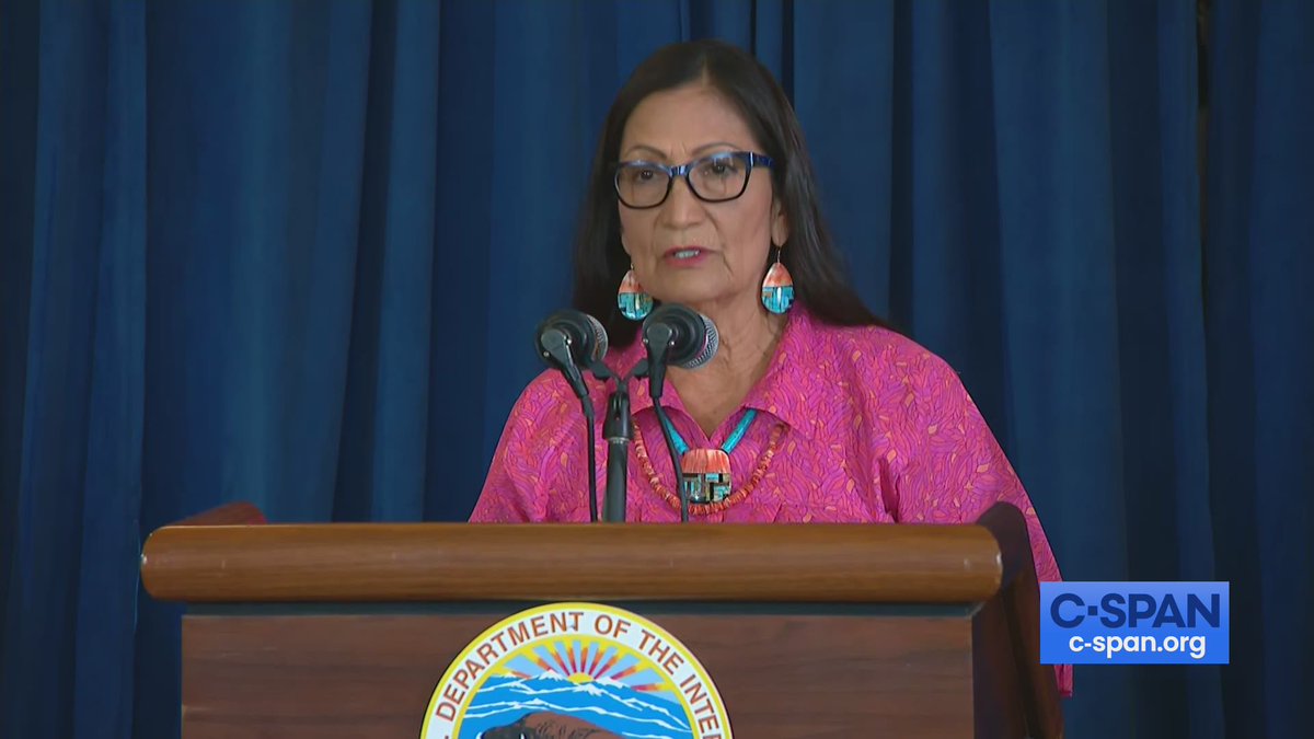 cspan's tweet photo. WATCH: @SecDebHaaland on Federal Indian Boarding School System Report https://t.co/2U2b90zbXv https://t.co/zyGtFTrJdp