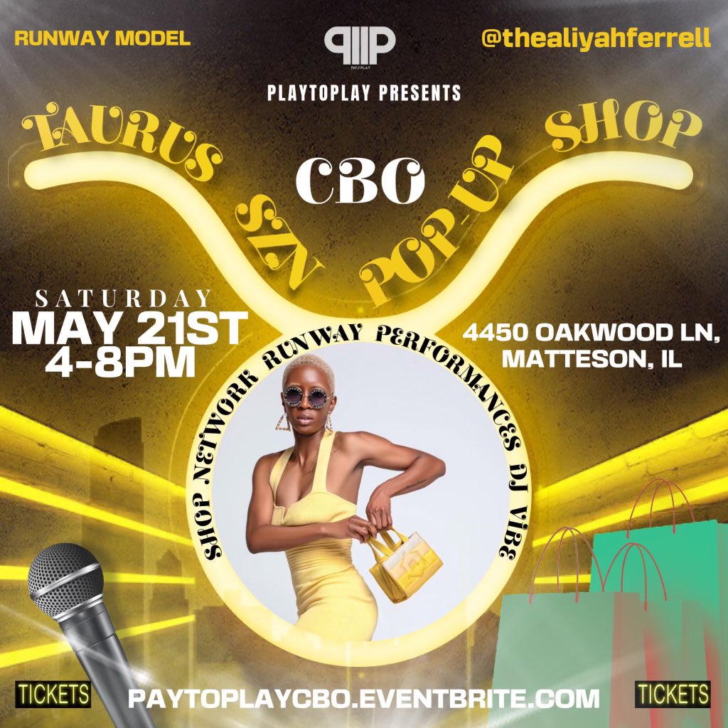 _shawnmitch's tweet photo. PayToPlay Presents the “TAURUS SZN”CBO SHOWCASE🎉
MAY 21st 4-8PM
Message me now if you are interested in having your merch displayed or becoming a vendor📬
-
Sounds by: @DJShonChicago
Special Performance: @iamMonaLezah
-
#ChicagoBrandsOnly #PayToPlayTour #TaurusSZN #Fashion https://t.co/LGBKYS5TLn