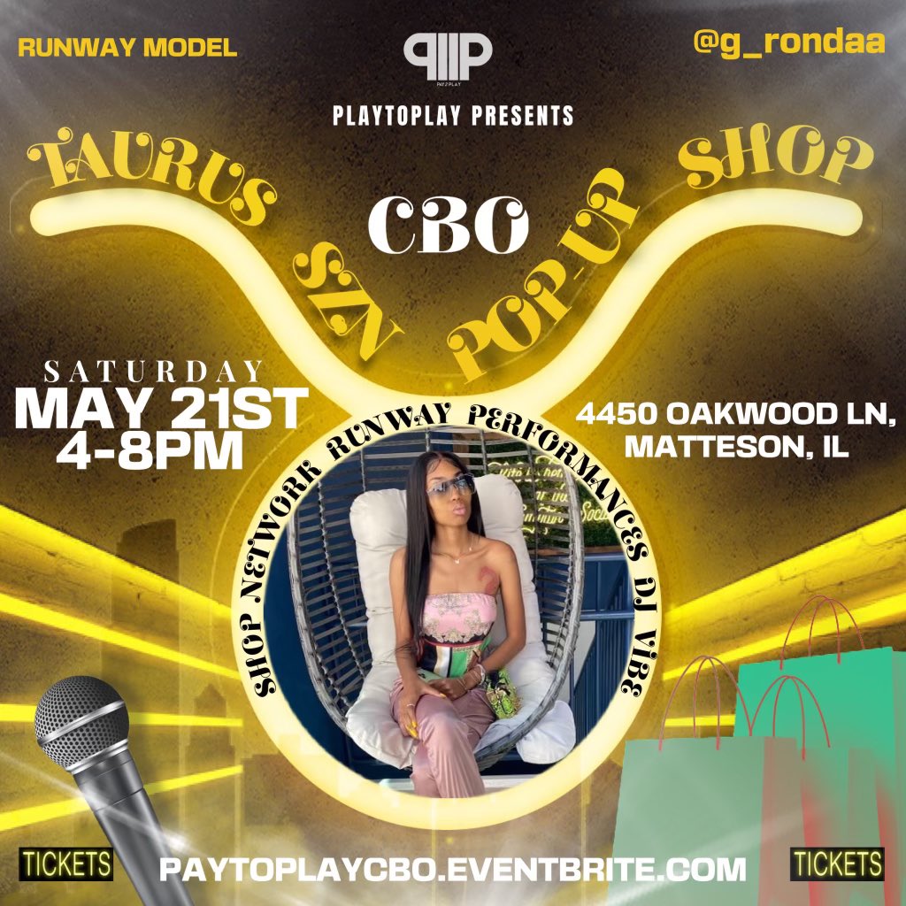 _shawnmitch's tweet photo. PayToPlay Presents the “TAURUS SZN”CBO SHOWCASE🎉
MAY 21st 4-8PM
Message me now if you are interested in having your merch displayed or becoming a vendor📬
-
Sounds by: @DJShonChicago
Special Performance: @iamMonaLezah
-
#ChicagoBrandsOnly #PayToPlayTour #TaurusSZN #Fashion https://t.co/LGBKYS5TLn