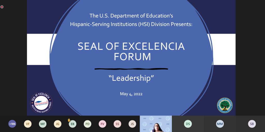 EdExcelencia's tweet photo. @usedgov invited @EdExcelencia to discuss transformational impact of the Seal of Excelencia w/panel of Seal institutional leaders to audience of #HSIs directors. Powerful convergence of leadership &amp; commitment in common cause elevating intentionally serving #LatinoStudentSuccess. https://t.co/ZSgpIEJL5h