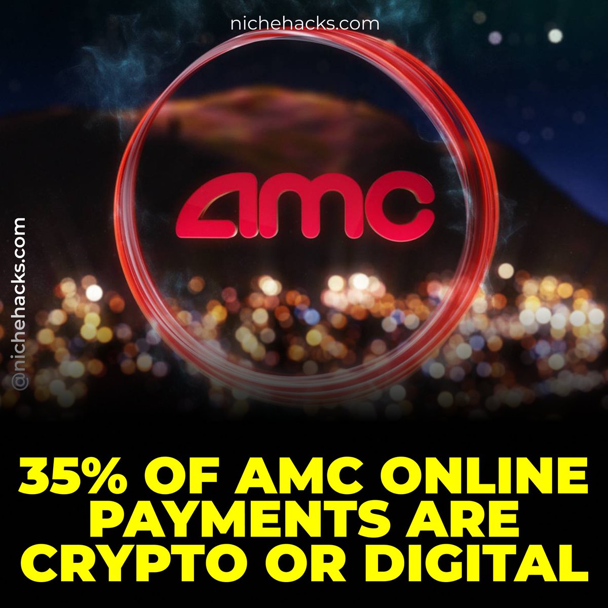 niche_hacks's tweet photo. AMC Entertainment Holdings AMC CEO Adam Aron revealed that over a third of the theatre chain’s online payments are comprised of cryptocurrency and digital avenues.

#NicheHacks
#NFT
#NFTS
#NFTdrop
#NFTcommunity
#money
#onlinemarketing
#motivation
#affiliateprogram https://t.co/rlV72rS24q