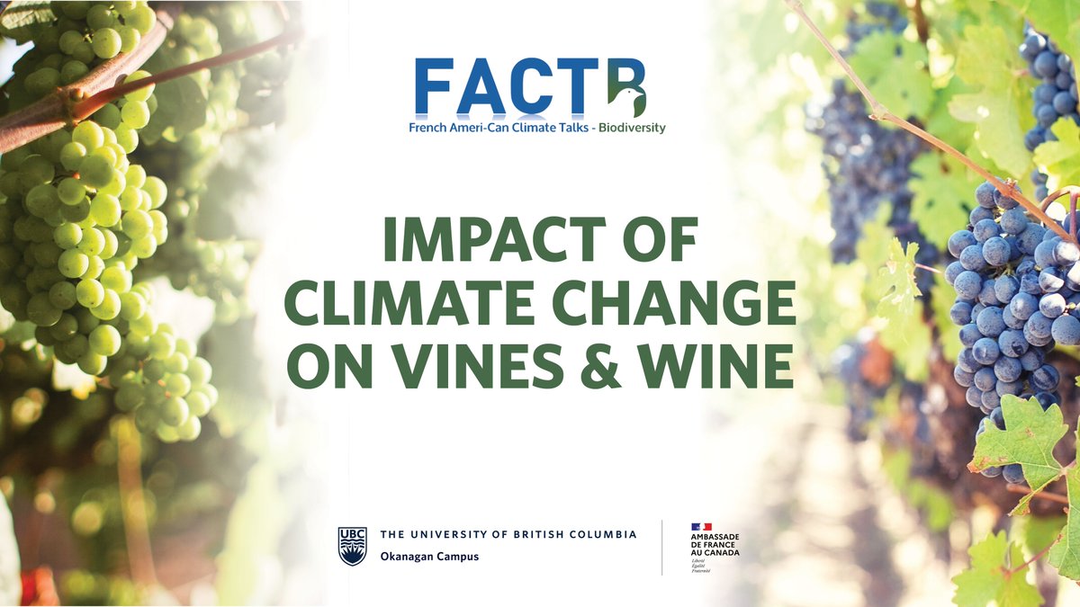 In partnership with <a href="/FCCulture_/">FranceCanadaCulture</a> , our Centre is pleased to host the FACT-B French Ameri-Can Climate Talks on May 24 in #Kelowna. Join us to explore the impact of climate change on vines and wine. Learn more: wine.ubc.ca/community/fact…
