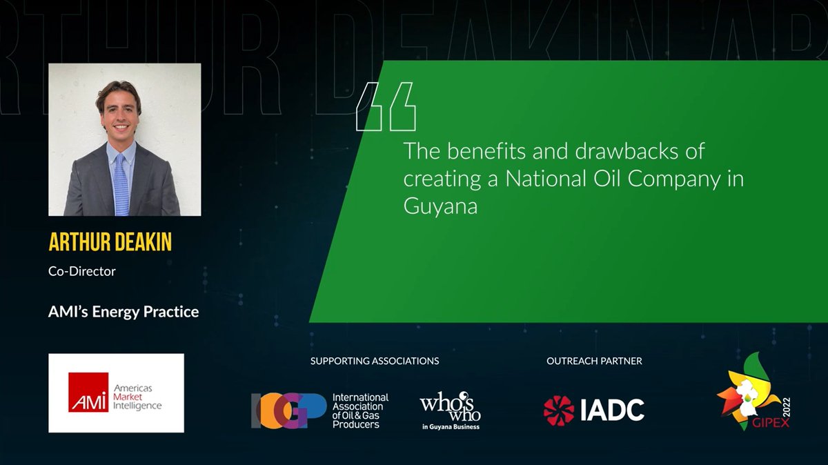 gipexofficial's tweet photo. Arthur Deakin, Co-Director, Americas Market Intelligence is taking to the virtual stage and will be sharing his expert opinion on “The benefits and drawbacks of creating a National Oil Company in Guyana ”.
 
Visit https://t.co/pqyj3mcar9 and be a part of this session. https://t.co/QCek3jO1US