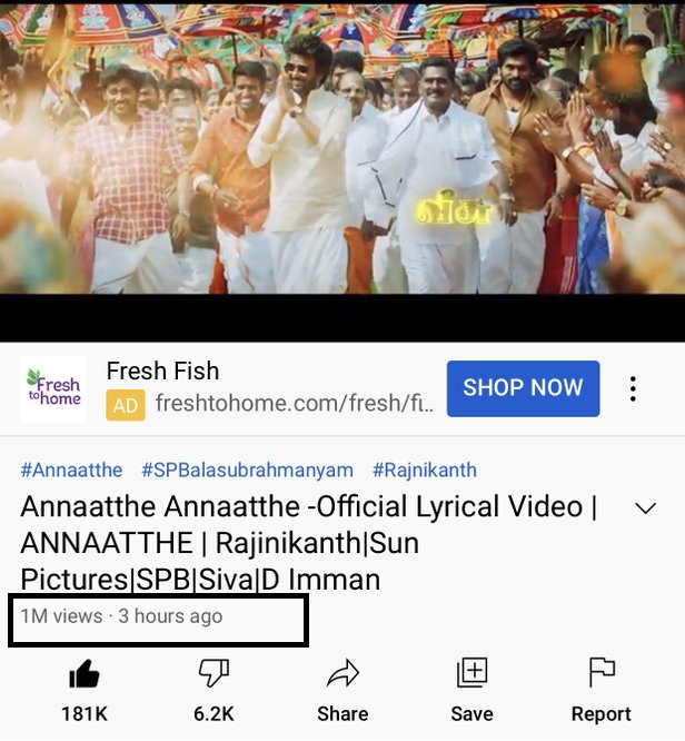 Mass_Maharaja's tweet photo. #AnnaattheFirstSingle - 1 Million Views 181K Likes in 3 Hours

#VikramFirstSingle - 2.2 Million Views 432K Likes in 3 Hours.

இப்ப தெரியுதா ஏன் அங்க எரியுதுனு?

#PathalaPathala #KamalHaasan #Vikram #VikramFromJune3 https://t.co/mh7evxLR9D