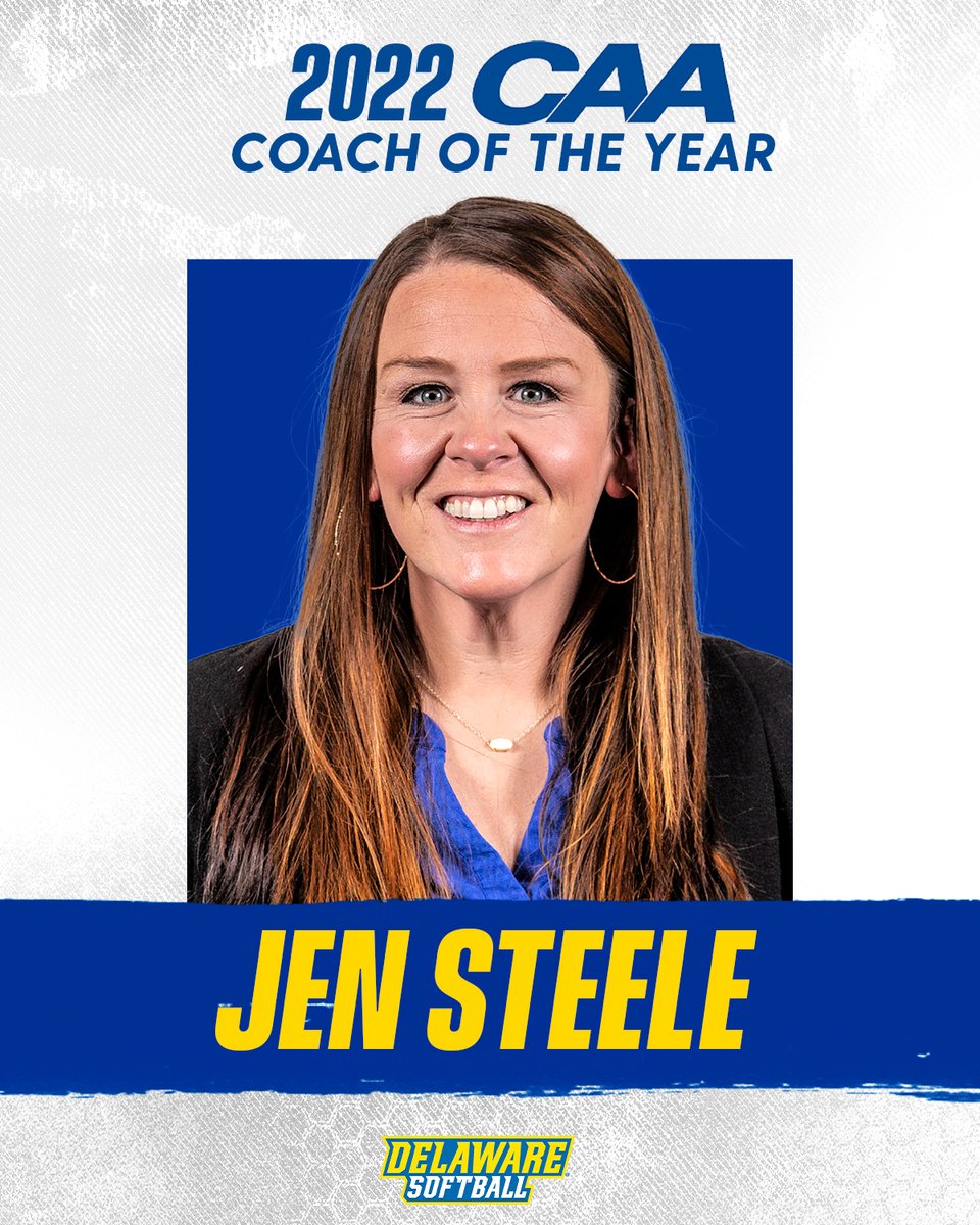 Delaware_SB's tweet photo. Your 2022 CAA Coach of the Year!!

@CoachJenSteele becomes the 2nd UD Coach to earn the honor and the first since 2003! She and her staff helped guide the Blue Hens to the program's first-ever CAA Regular Season Championship!

#BlueHens | #BTF https://t.co/Yqklob1G6r