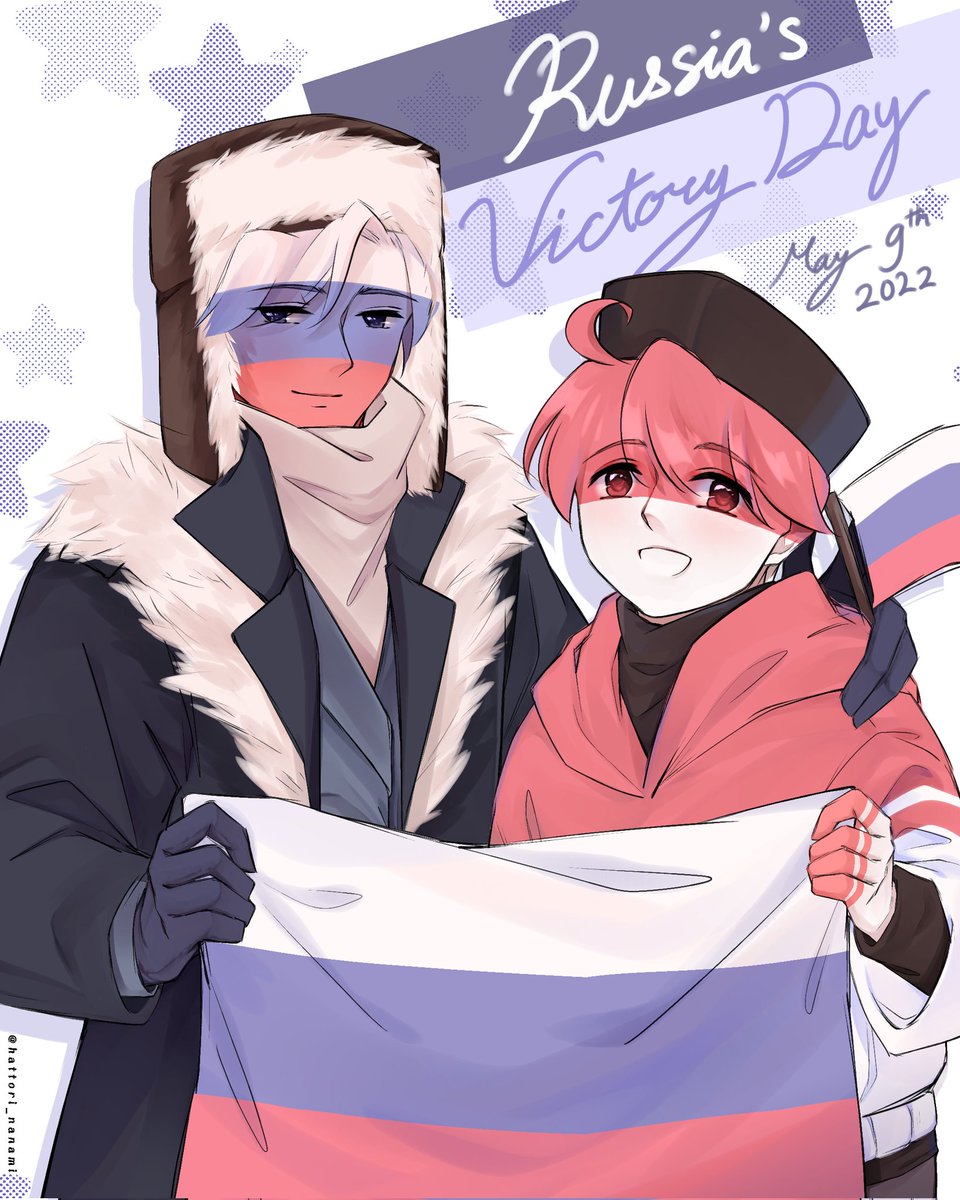 Hattori_Nanami's tweet photo. Aherm- Happy #VictoryDay to Russia! (It was at May 9th though :") I'm sorry)
May the beloved country live long to keep growing along with guidance and protection from "The One" (人 •͈ᴗ•͈)

#countryhumans #countryhumansindonesia #countryhumansrussia #MediBangPaintAndroid https://t.co/xXQvL1gJEX