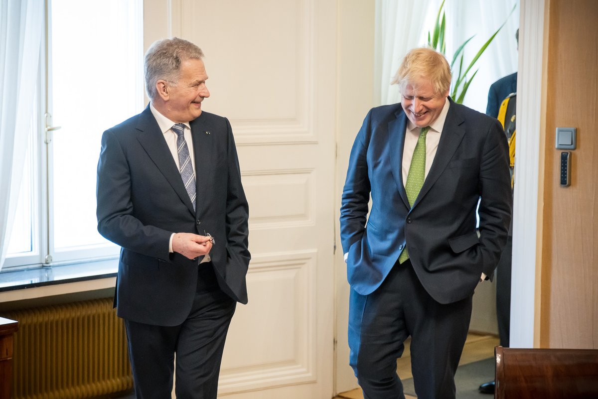 niinisto's tweet photo. ”One always measures friendships by how they show up in bad weather”. Finland and the UK are great friends and strong partners. We work to deepen our security cooperation. https://t.co/ZrAFYGnxvY