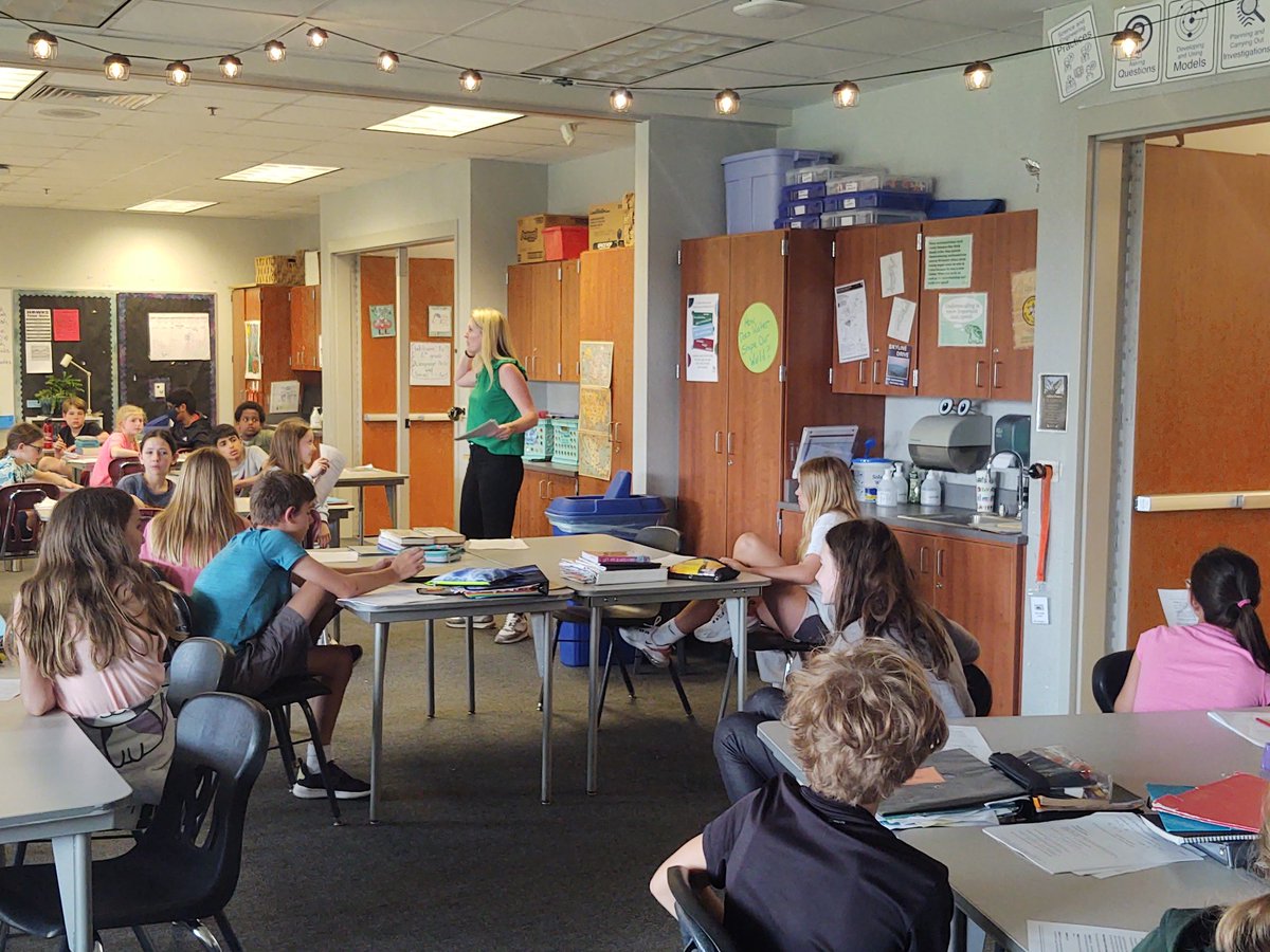 Mrs. VanderGalien is guest teaching today in ELA, and the group is learning about how to be a great contributor in book clubs.