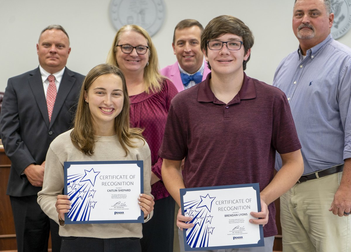 penderschools's tweet photo. TWO 'FER - Topsail High School has two students who were National Merit Scholarship winners. Caitlin Shepard and Brendan Lyons are the only corporate sponsored scholarship winners in Southeastern North Carolina #PCSPride https://t.co/PL98Kczwu6 https://t.co/nrni5OT1CN
