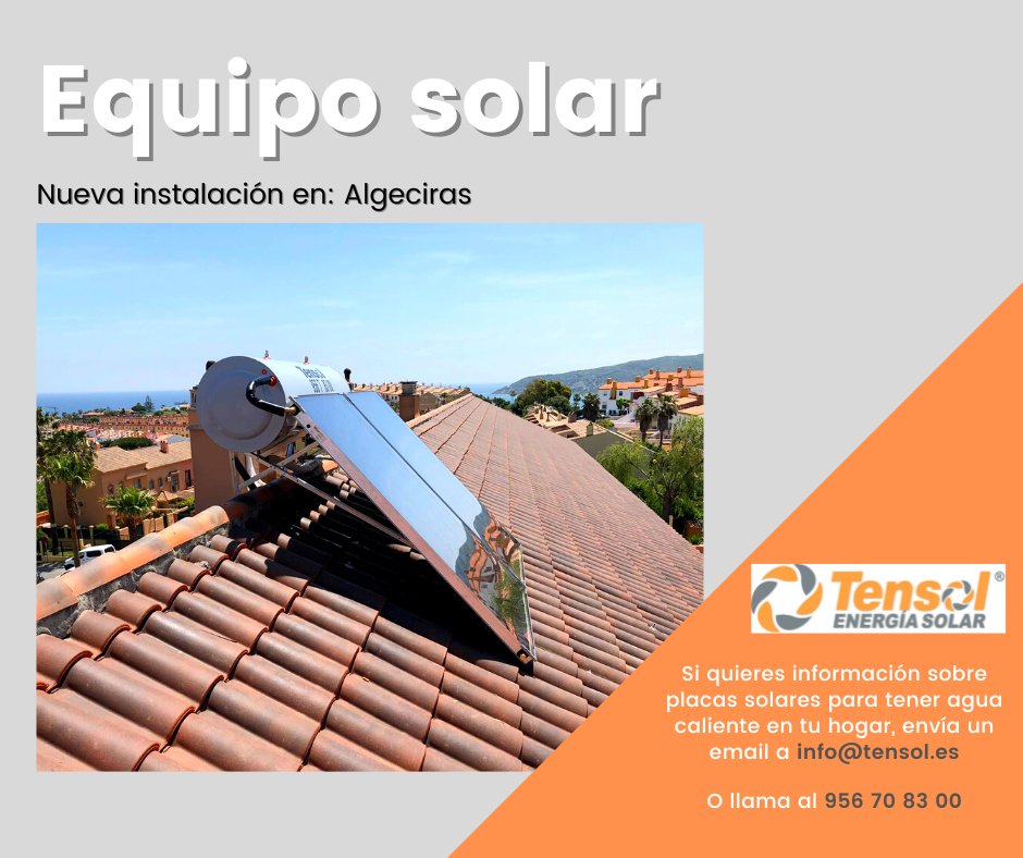 TensolE's tweet photo. Nueva instalación de energía solar para producir Agua Caliente en Algeciras. 

¡Gran trabajo de nuestro #EquipoTensol!

¡Infórmate yaaaaa! https://t.co/8f42BUt4Po

#Tensol #energiasolartermica #energiasolarcadiz #energiasolaralgeciras https://t.co/nU4FV6L5YP
