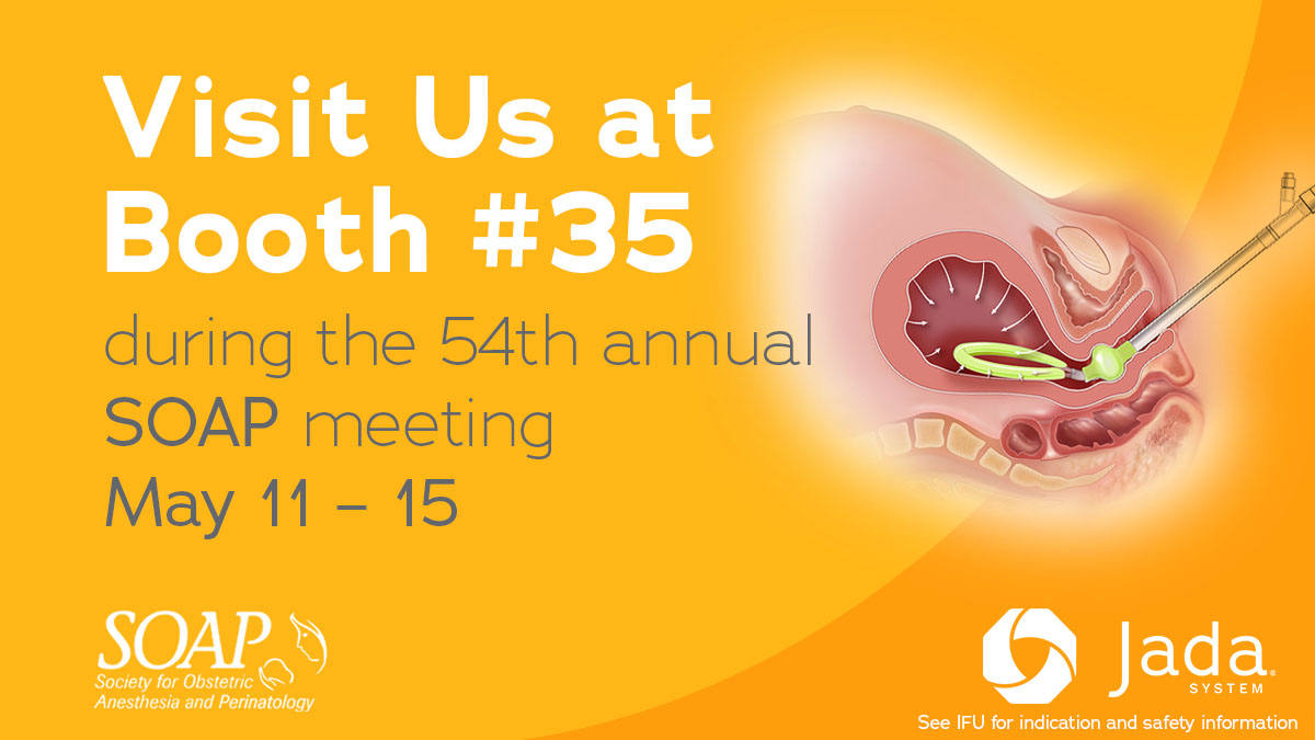 JadaSystem's tweet image. How can we better support women who experience PPH? @SOAPHQ’s annual meeting will explore this critical theme from May 11 to 15 in Chicago. Join us at booth 35 to learn more about how Jada can positively impact #postpartum care. #SOAPAM2022 #jadasystem #womenshealth