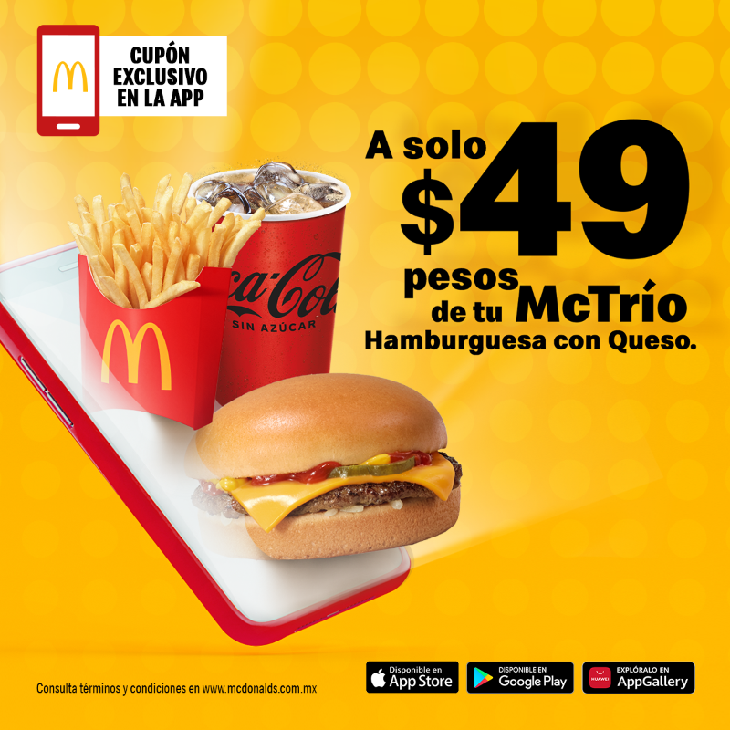 McDonaldsMexico's tweet photo. En McDonald's solo necesitas $49 pesitos para ser feliz. Aquí te esperamos. 🙊😋