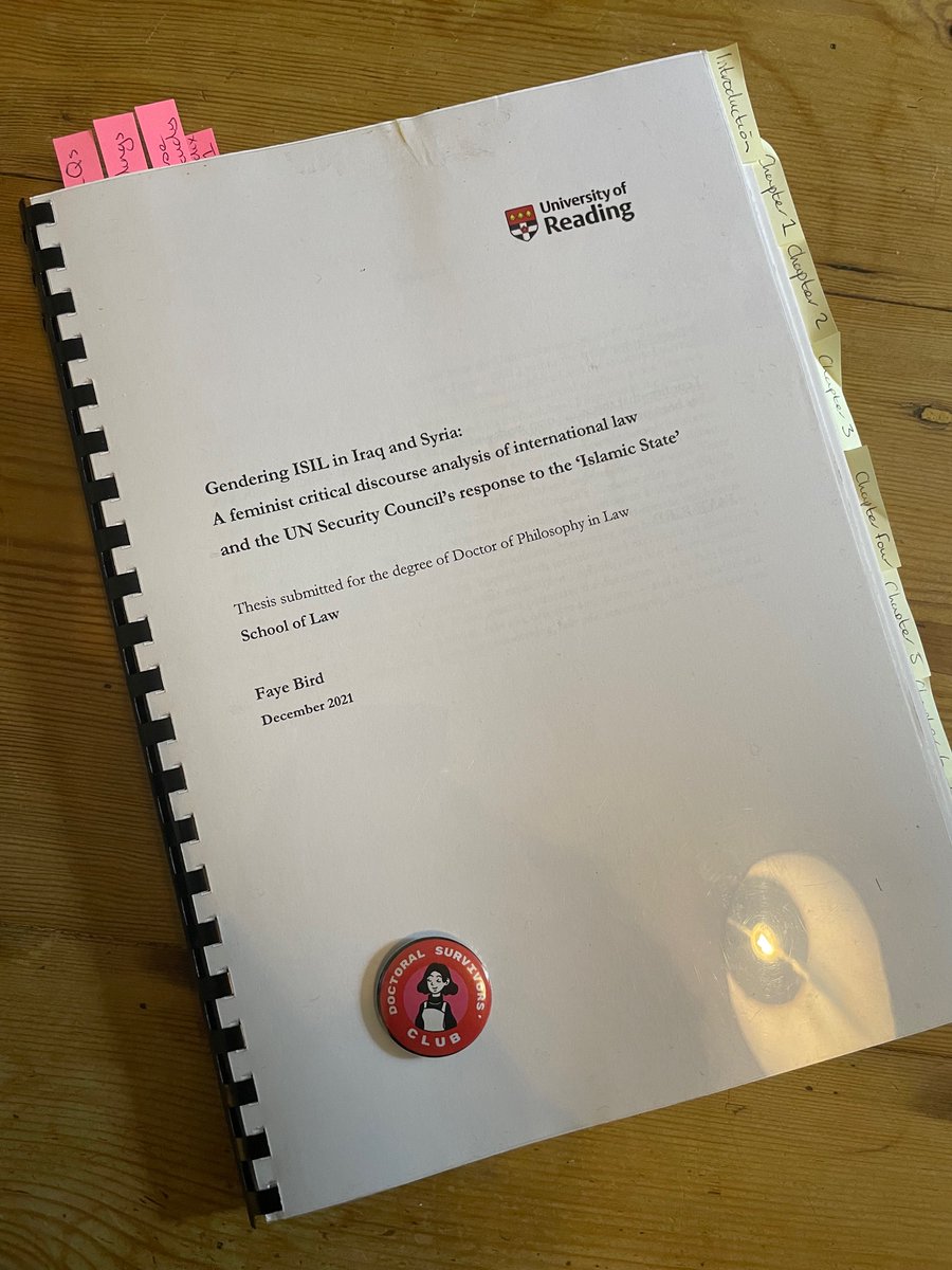 TweetingFBird's tweet photo. A rather delayed tweet but I still can’t believe this time last week I passed my viva without corrections! Oh the relief 🥂I feel so lucky to have had @FleurEJ &amp; Anne Theis examine me - reading my work carefully and pushing me with their great questions! My turn to tweet #PhDone https://t.co/TFurLXLTkj