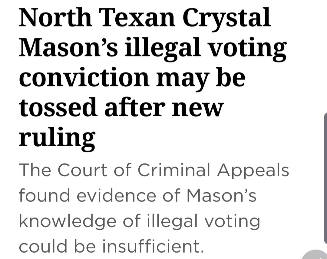 KCOLELAW's tweet photo. Crystal Mason is one step closer to justice. Her case was remanded back to the 2nd Court of Appeals as they misinterpreted Texas law which requires that Crystal KNOW that she was not eligible to vote.

She did not know.
FELONS CAN VOTE IN TEXAS.
No one ever told her she couldn't. https://t.co/Kvq5Nee7ty