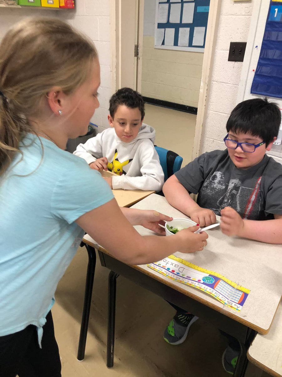 MichaelOToole71's tweet photo. Mrs. Savoie’s Grade 4 students at LBS @asdnnb are serving cucumber, tomato &amp; lettuce salads for other classes. The students choose a classroom &amp; send out invites to students for students to respond to. The students then tally up how many salads are needed. Awesome! @towergarden https://t.co/lqrh8fXdW3