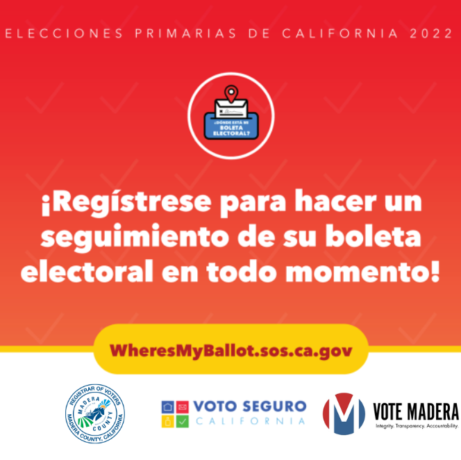 MaderaElections's tweet photo. All vote-by-mail ballots come with return envelopes that have pre-paid, first class postage and a unique barcode that you can track with “Where’s My Ballot?” Have confidence in your vote &amp; sign up at https://t.co/JQESLgZ2fL
#VoteSafeCA #VoteMadera https://t.co/xoMiFJOa9c
