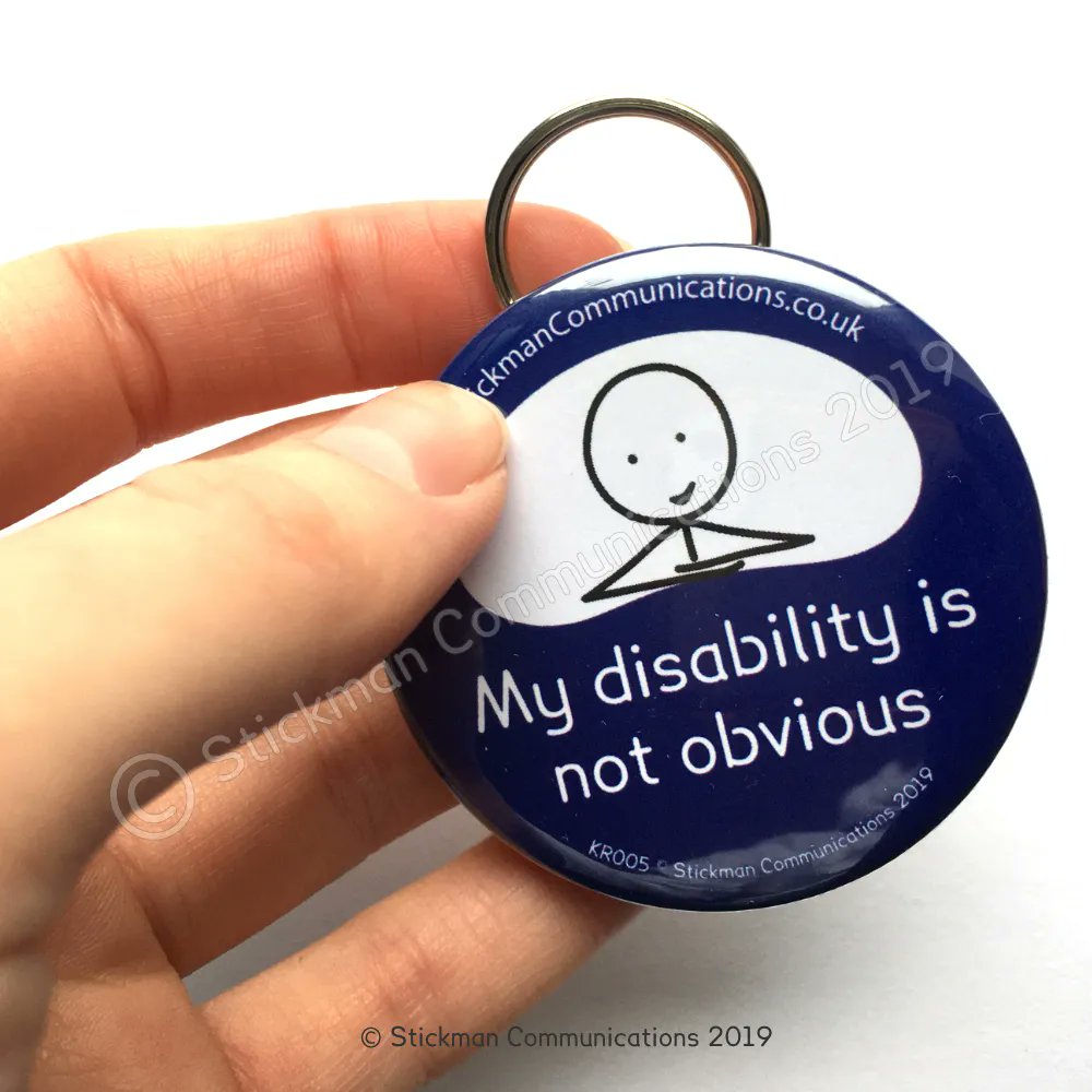 Not all disabilities are obvious. Looking fine doesn't mean someone is faking. Give people the space they need to do things in whatever way works for them.
Keyring from stickmancommunications.co.uk/product/disabi…
#Crohns #IBS #Stoma #Neurodivergence #Deaf #Blind #ME #CysticFibrosis #Fibro #Cancer