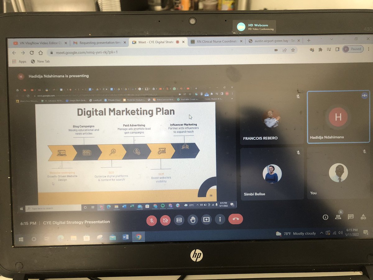 pacuwine33's tweet photo. Today I have had a virtual presentation with @alueducation students who are working on the digital marketing strategy for The Rwanda Chamber of Young a entrepreneurs. Thanks for the good work and findings to boost the chamber online presence . https://t.co/qZ8gMW2x0u