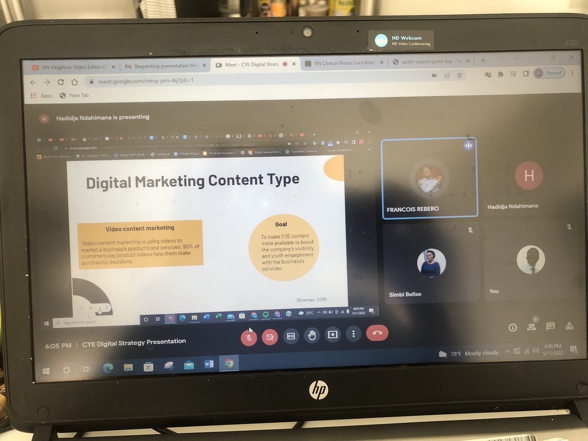 pacuwine33's tweet photo. Today I have had a virtual presentation with @alueducation students who are working on the digital marketing strategy for The Rwanda Chamber of Young a entrepreneurs. Thanks for the good work and findings to boost the chamber online presence . https://t.co/qZ8gMW2x0u