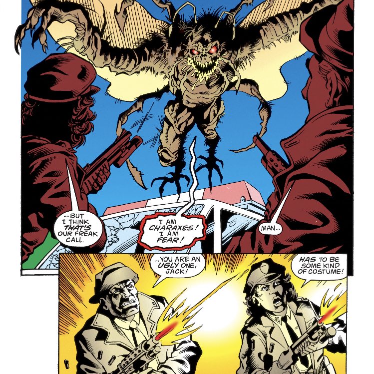 BenJMorse's tweet photo. For better or worse, I feel like the Killer Moth/Charaxes transformation is the signature one of Underworld Unleashed, and if nothing else its execution in Robin #23 seems pretty solid.
#UnderworldUnleashed https://t.co/UTriJWt1og
