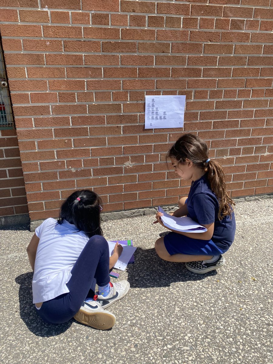 Ms_Marcoccia's tweet photo. This afternoon the grade 1/2 students read different graphs around the schoolyard and recorded their findings! @TCDSB https://t.co/n3flFDLtiz