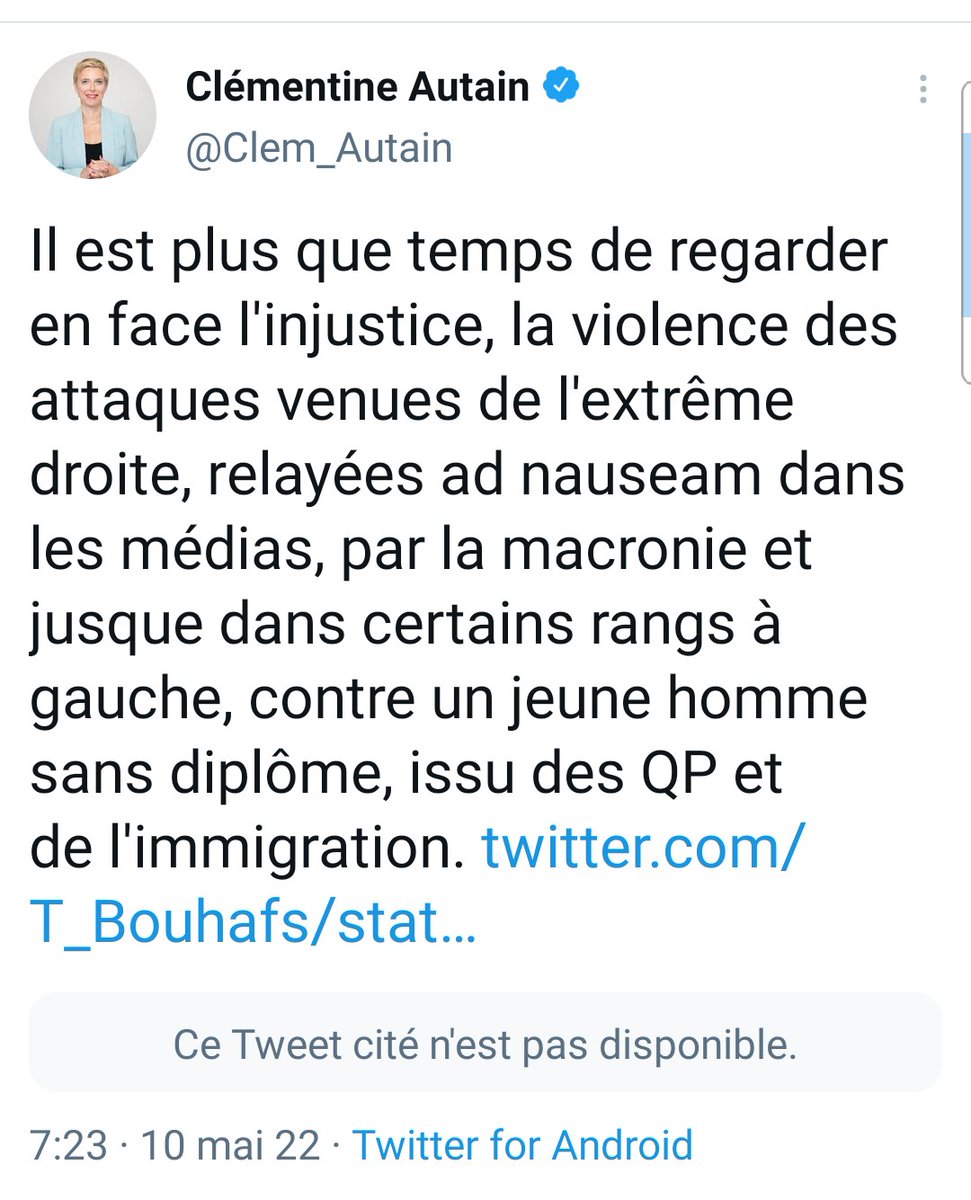 Dites <a href="/Clem_Autain/">Clémentine Autain</a> donc quand vous écrivez ce tweet de soutien à Bouhafs le lundi 10 mai,vous étiez déjà au courant du signalement ?