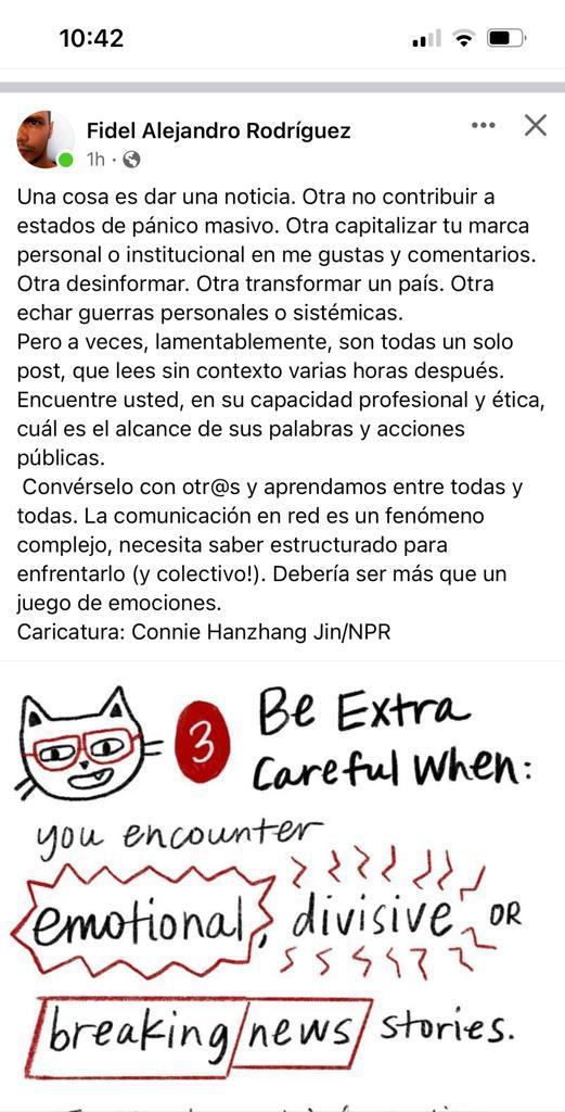 Me retiro del planeta Internet alguna que otra vez porque confieso que este mundo paralelo y real consume y no sólo tiempo. Sin embargo, regreso por deber, por compromiso y porque siempre hay algo que quisiera decirles, por fortuna hoy lo hizo un amigo👇