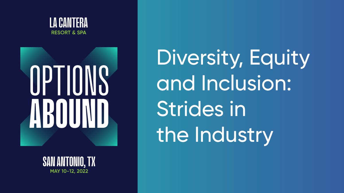 OptionsConf's tweet photo. The industry is making great strides in diversity, equity and inclusion. Get insight from industry leaders Elizabeth King, Bevon Joseph, Carla Dawson and Nicole Robinson. Session starts shortly at #OptionsConf2022. @ICE_Markets @greenwoodprochi @OptionsClearing https://t.co/KipI2eRS0e