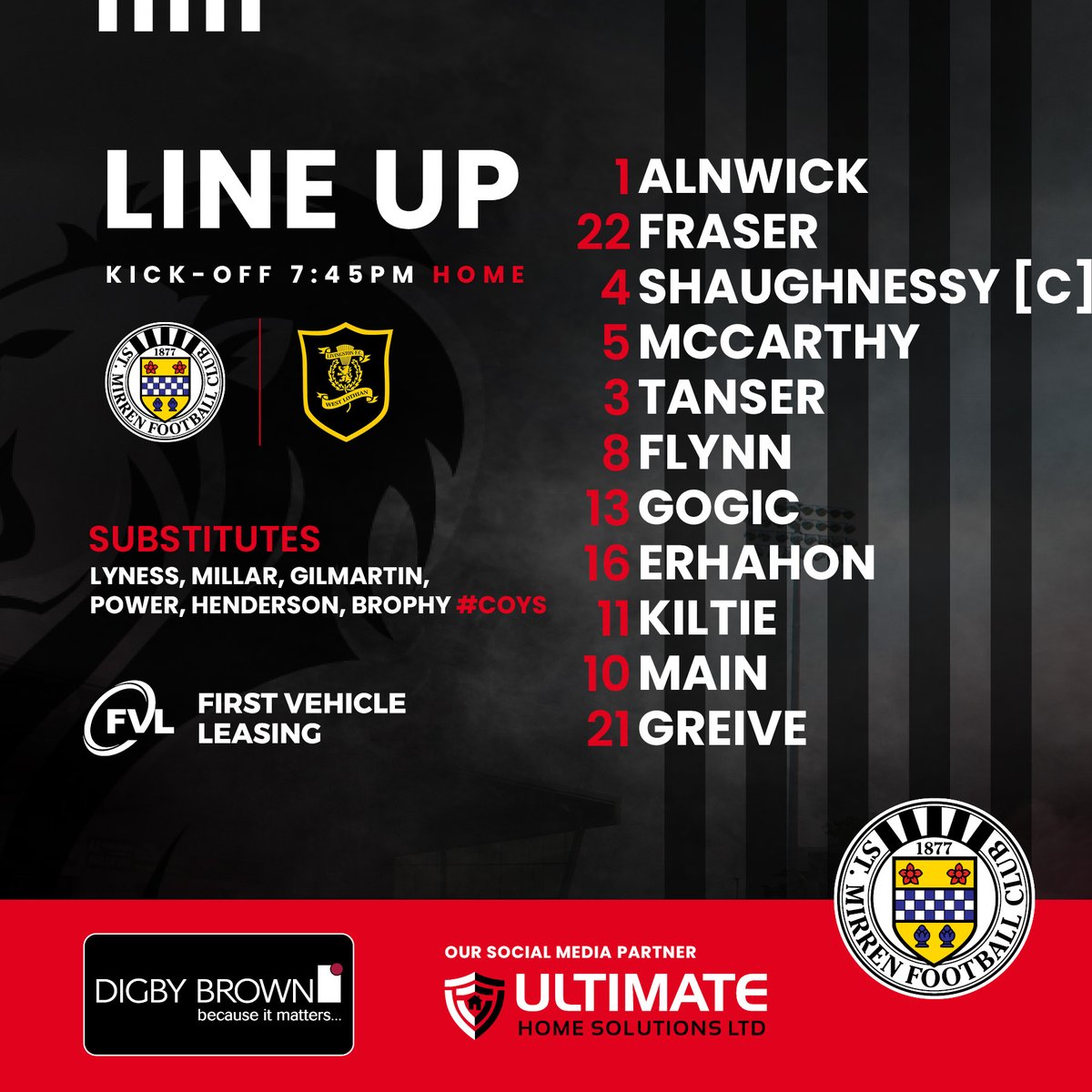 saintmirrenfc's tweet image. 🆕 The #SMFC starting line-up for tonight&apos;s cinch Premiership match against @LiviFCOfficial.

 #STMLIV | #COYS