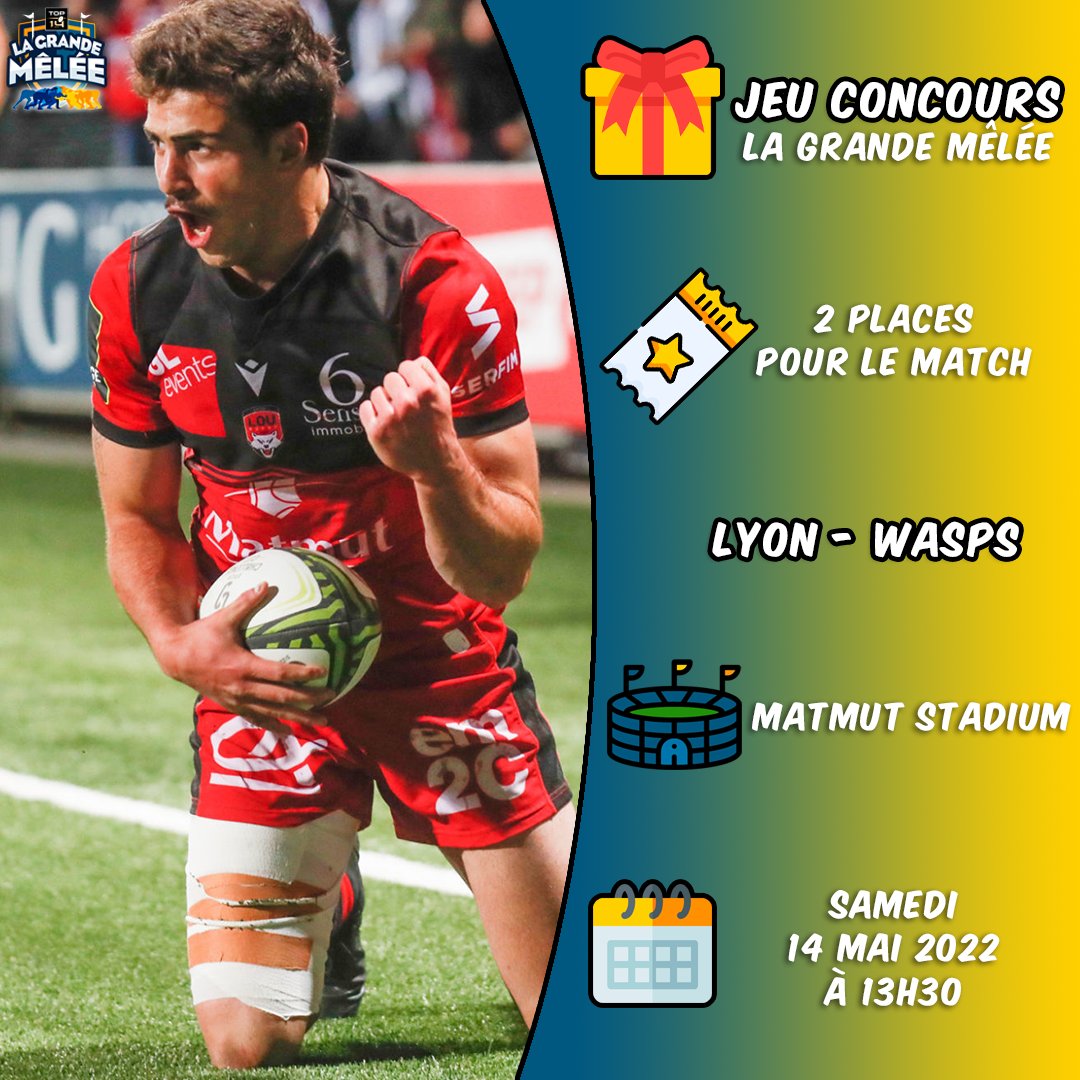 lagrandemelee's tweet photo. Tu veux aller voir la demi-finale de #ChallengeCup Lyon - Wasps ? On t'offre deux places, c'est pour nous ! 
Pour participer, comme d'habitude, follow-nous (si ce n'est pas déjà fait) &amp; RT + identifie celui/celle avec qui tu vas aller au match !
Bonne chance 😉 #LOUWAS https://t.co/WyH3W94mmC