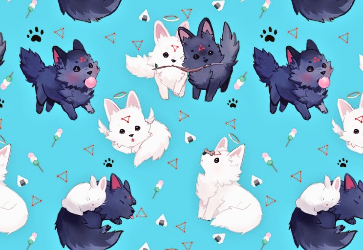 「Divine dog blanket for AX!! 🐺🐶🤍🖤
#Ju」|Gunnyのイラスト