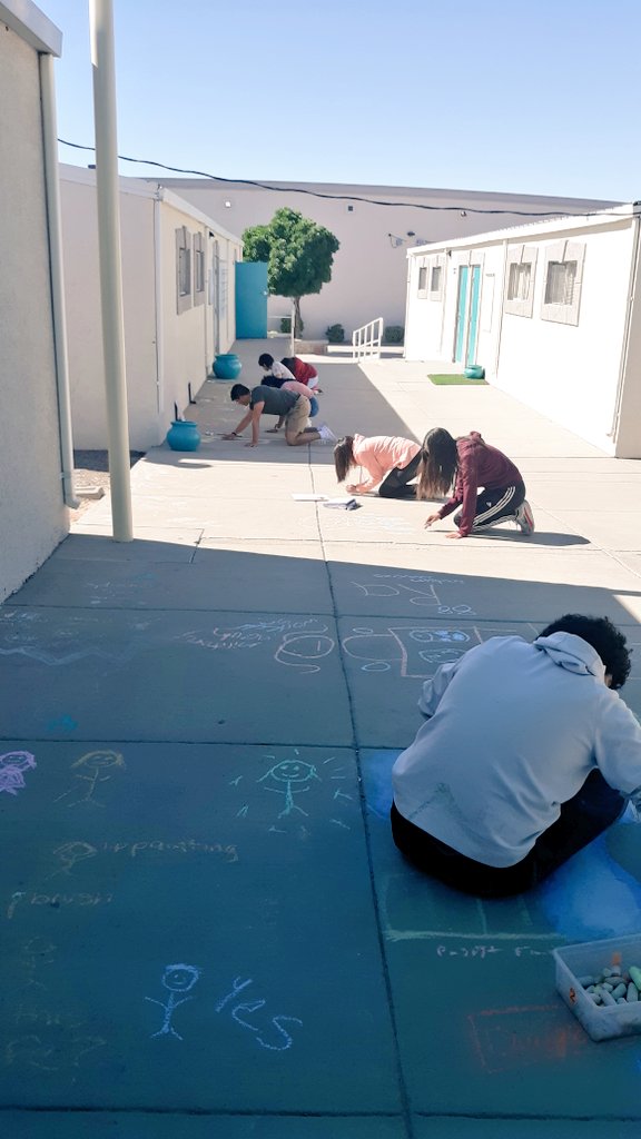 mechsscientist's tweet photo. As the school year winds down @missionechs, we begin our book study series starting first with the Radium Girls.
Here students demonstrate what they learned by creating sidewalk chalk illustrations. #TeamSISD #PhoenixFamily #PhoenixGoTheDistance https://t.co/cNNfZonHiG