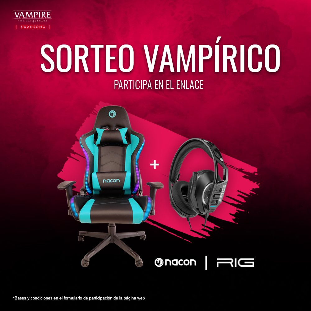 🧛 ¡Aquí tenéis el SORTEO vampírico, donde podéis conseguir  una silla gamer con iluminación RGB y unos auriculares #RIG300!
🎧 🪑 Para participar en el sorteo pincha en el enlace 👇  y haz click en "SORTEO": 

eu1.hubs.ly/y0V1M00

¡¡Suerte a todos los participantes!!