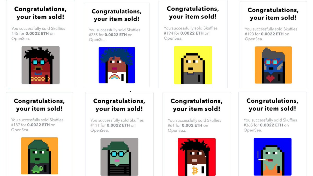 Sales continue 🍭 If you want to own little  Skuffies, you can check out here 😊
👉 opensea.io/Skuffies🍬

⛽️ NO GAS FEE 🏷 0.0066 Eth 🔥

#NFT #nftart #nfts #nftcommunity #nftcollector 
#Skuffies #pixelart  #cryptoart #collectible #art #OpenSeaNFT #NFTProject