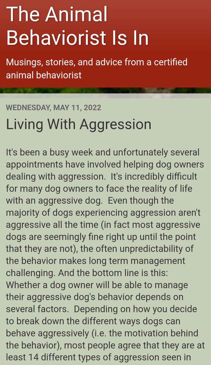 Are you living with an aggressive dog? You're not alone. …liebondanimalbehaviorist.blogspot.com/2022/05/living…
