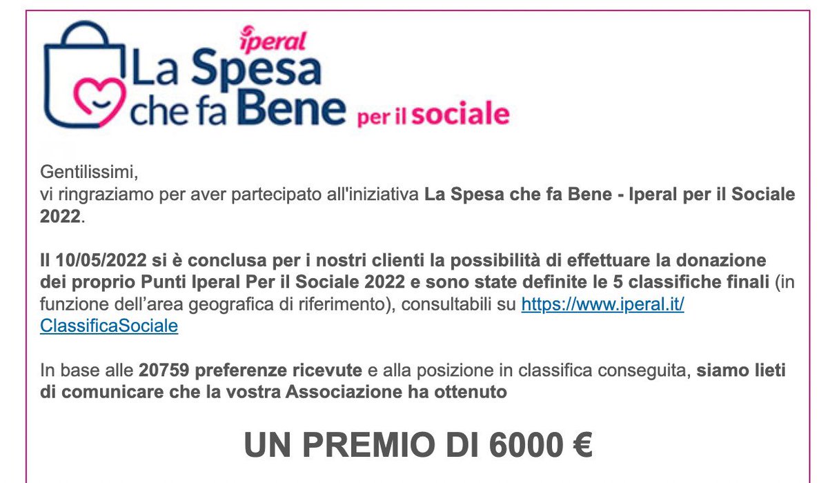 AmiciDellaPedia's tweet photo. #AmiciDellaPediatria 💙 20.759 GRAZIE a chi ha partecipato all’iniziativa "La Spesa che fa Bene" ed a @Iperalofficial per aver promosso qyesta attività benefica a favore delle associazioni di volontariato dei territori dove #Iperal è presente❣️
Grazie ❣️ https://t.co/R6wKy8KbbB
