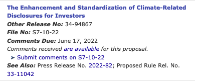 NicholasDewar's tweet photo. Support standardization of climate-related information provided by corporations. This is important stuff! The SEC's comment period runs for a few more weeks and they're taking a lot of heat from GOP members of the House Financial Svcs Committee. Comment at https://t.co/C2Uu7VTKFg https://t.co/avU0sPmRXp