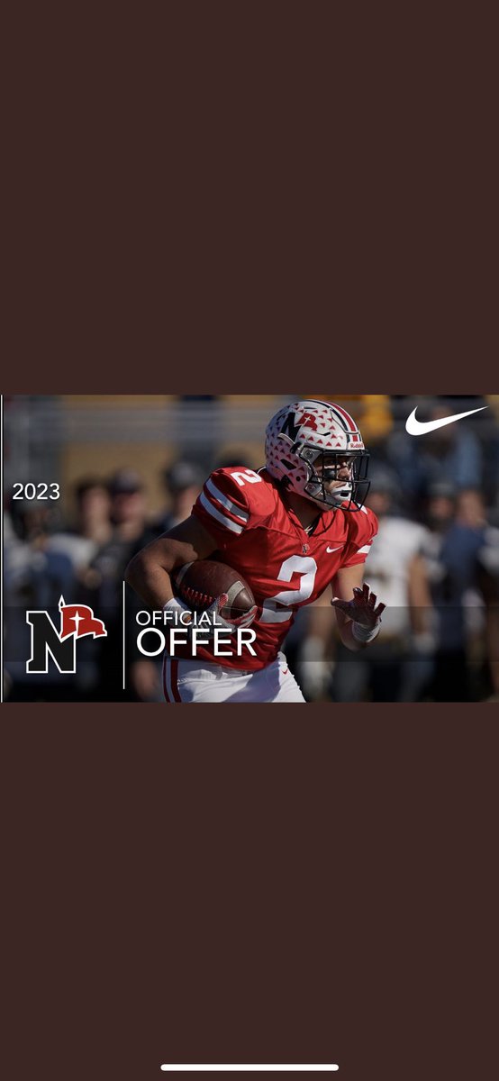 Excited to announce I have received my first official offer from <a href="/nwc_fb/">Northwestern College Football</a>🙏🏽 Thank you <a href="/CoachBKirch/">Billy Kirch</a>