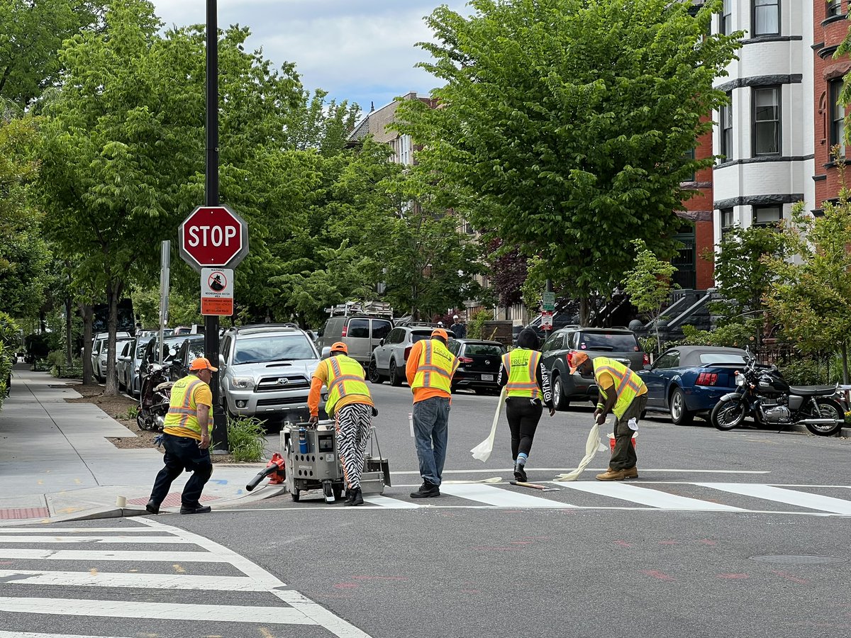 johnrmeans's tweet photo. New crosswalk striping and double backed stop signs. Appreciate these first steps to safer streets near @RossESDC @ANC2B. Need to get the street safety and #saferoutestoachool bills passed into law to see faster, bigger change across DC. @DDOTDC @councilofdc https://t.co/vdjxQjtTWH