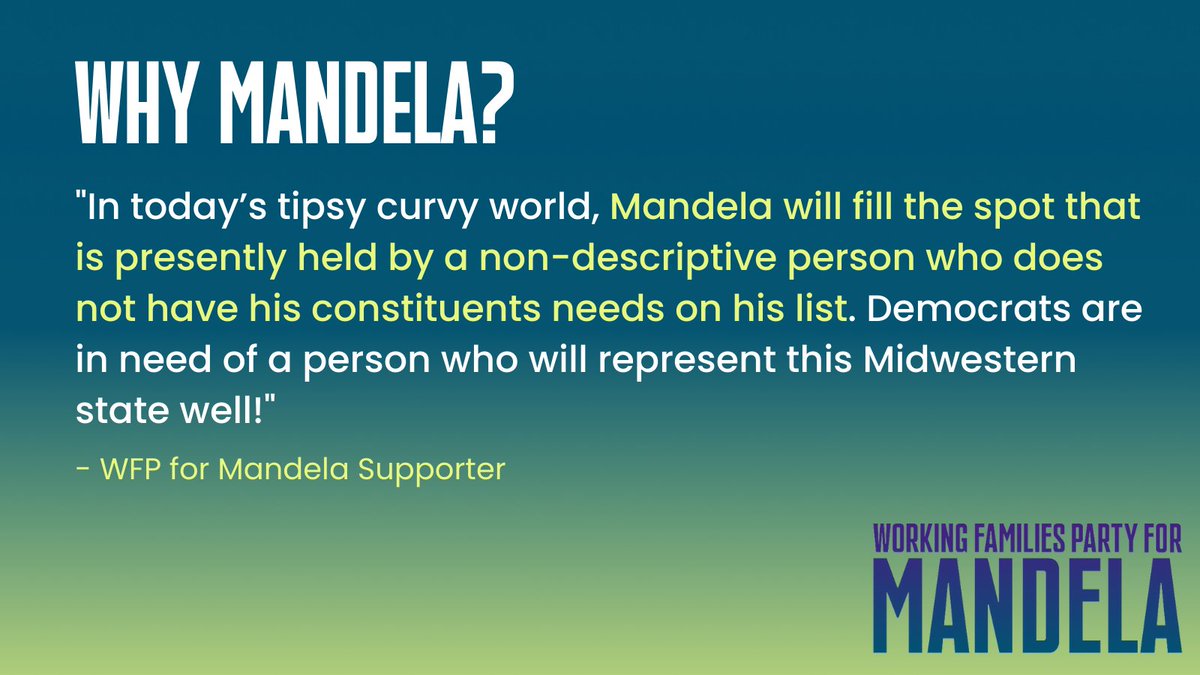 wiworkingfam's tweet photo. Why Mandela? Here's what a WFP for Mandela supporter has to say!
Tell us why you're ready for @TheOtherMandela / @MandelaForWI with @WorkingFamilies at https://t.co/NBDObOfxnV today!
#WFPforMandela #RunMandelaRun #WhyMandela https://t.co/KmEYZOkYUv