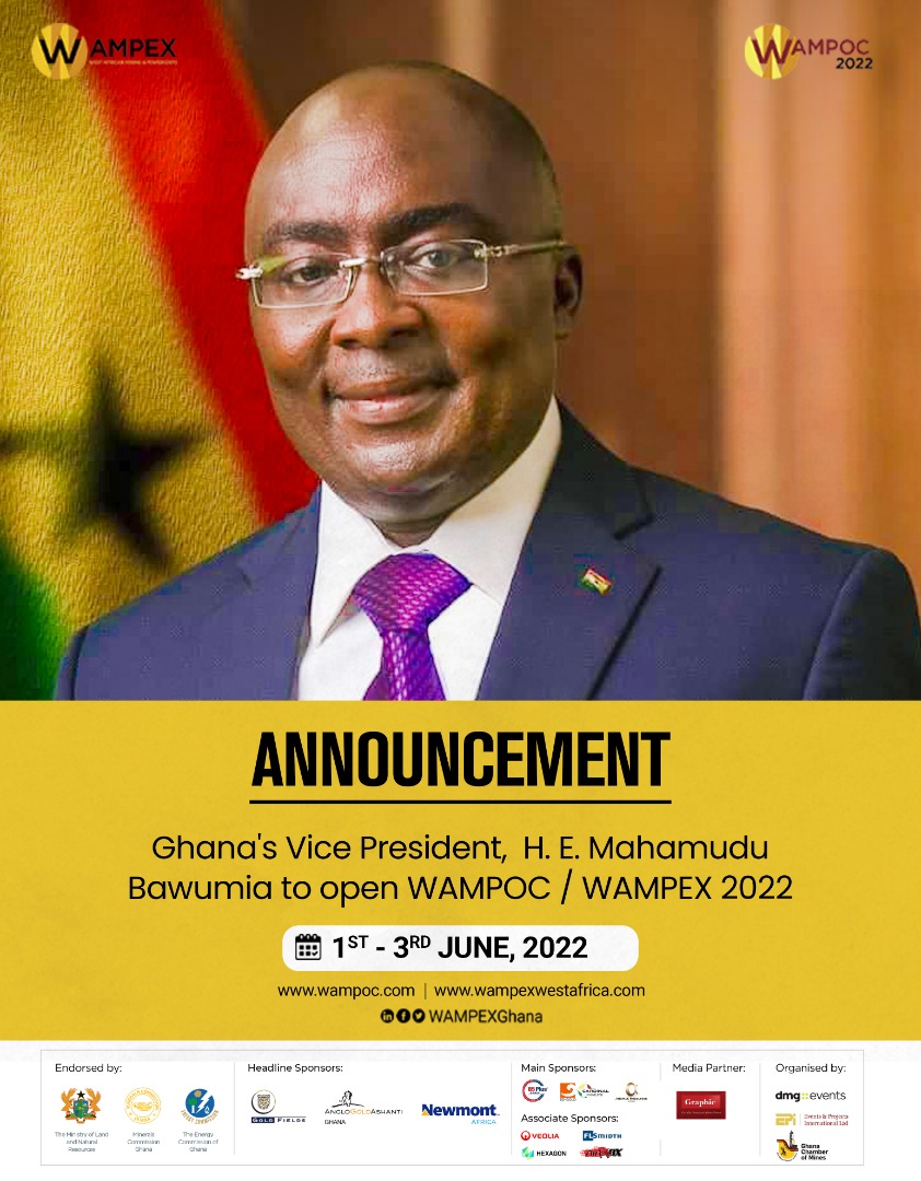 Wampoc22's tweet photo. We're delighted to announce that Ghana's Vice President,  H. E. Mahamudu Bawumia as our Special Guest at the West Africa Mining and Power Exhibition and Conference in Accra https://t.co/iv6CsdArTo
