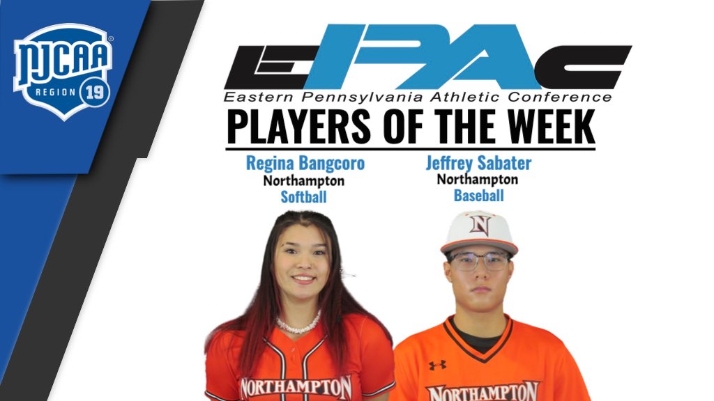CoachYagz's tweet photo. Jeffrey Sabater does it again… EPAC POTW — sharing the weekly honor with Regina Bangcoro from our Softball team! #SwordsUp⚔️ https://t.co/FKdnupx8H2