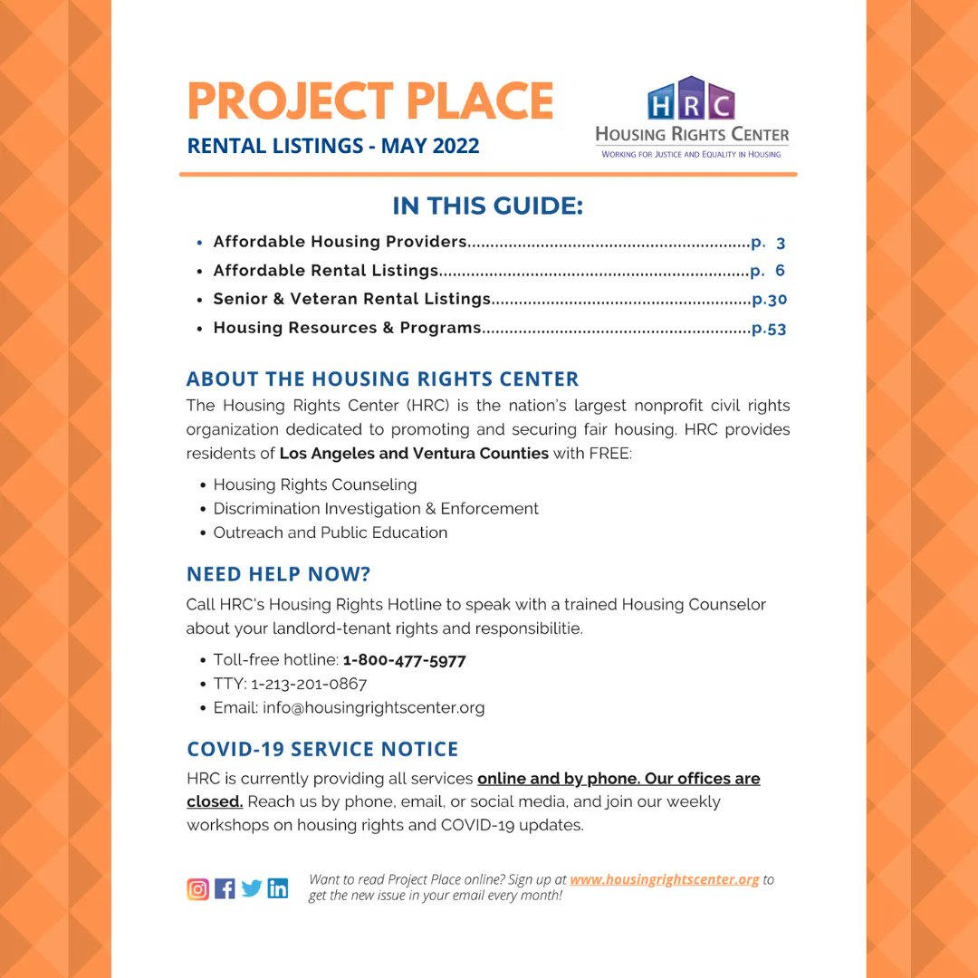 hrc_la's tweet photo. Are you looking for affordable housing or rent relief this May? 

Check out our monthly rental listing #ProjectPlace online! Sign up at https://t.co/MbLgtqdyo6 to get it emailed to you every month. #affordablehousing #emergencyrentalassistance https://t.co/w66PdMqXuz