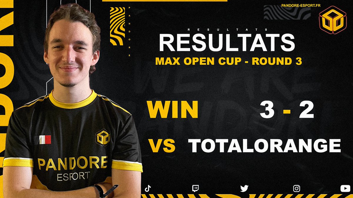Pandore_esport's tweet image. [ #Hearthstone ]

Notre joueur @Vybon_HS est toujours en course dans la #MaxOpenCup après sa victoire d'hier soir ! 

✅ Win 3-2 vs #TotalOrange 🇬🇧 

2W - 1L en score au cumulé à l'issue du Round 3 !

Bravo à toi Vybon et GL pour la suite de la compétition 🍀

#WeArePandore ⚫️🟡