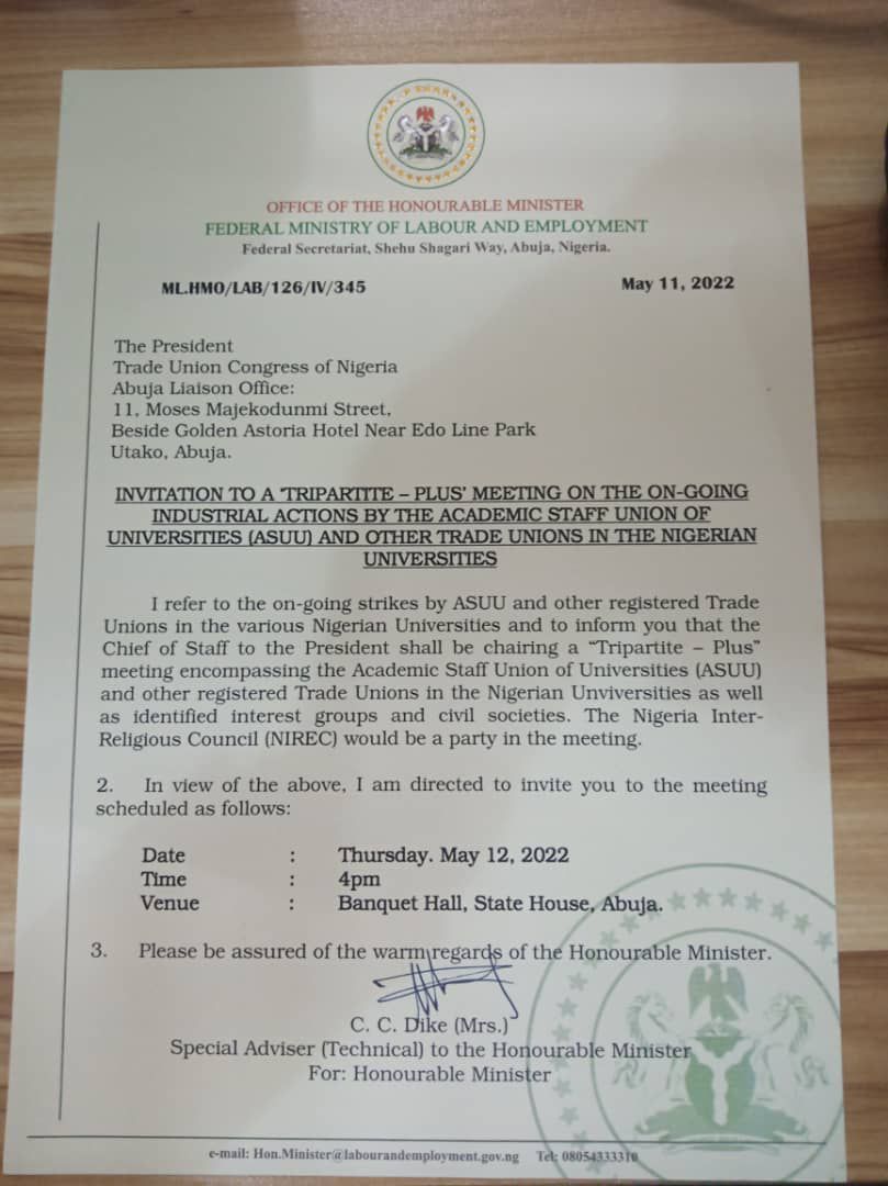 WaliuTaofik's tweet photo. The Chief of Staff to @NGRPresident will chair the next meeting to resolve the lingering ASUU strike.
The Nigerian Inter religious Council will be a party to the meeting.
I'm looking forward to a positive development therefrom.
#IlorinProtest
#EndASUUStrike https://t.co/wkRMTdMxjK