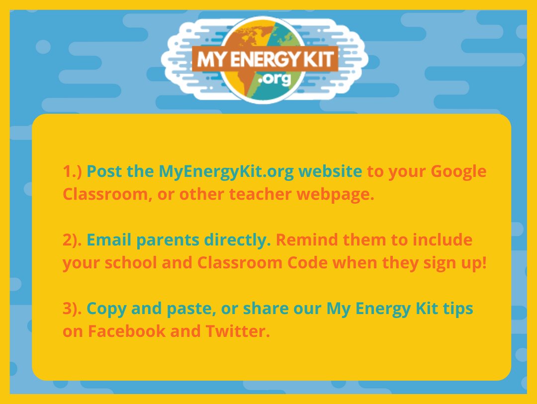 My_Energy_Kit's tweet photo. Here are three helpful tips from teachers who have already met the Classroom Challenge, earned their $50, and helped their school get closer to earning grand prize rewards! #MyEnergyKit #EnergyChampion https://t.co/SoZajYpmmn