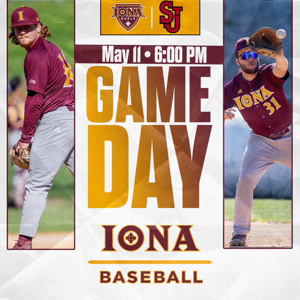 IonaBaseball's tweet photo. #GAMEDAY!!

🆚: @StJohnsBaseball
📍: Queens, NY
🏟️: Jack Kaiser Stadium
⏰: 6:00 PM
📊: https://t.co/jAzciKkPTR
📺: https://t.co/5kg3O1Ya3L

#ICBASE | #GaelNation https://t.co/3FV5nhqVY4