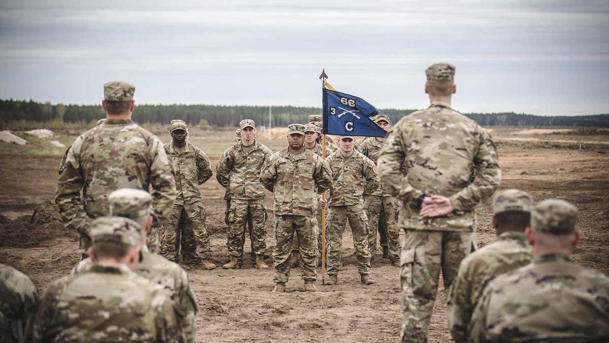 burts_knights's tweet photo. #SOLDIERS of and Charlie Company, 3-66 AR conducted their Change of Command ceremonies between CPT Kellogg and CPT Simpkins at Camp Herkus, Lithuania. Photos taken by 1LT Fennell #WeAreNATO #EuropeanSupport2022 #burtsknights #USArmy #DevilBrigade #bigredone #strongertogether https://t.co/rFeuShYiuE