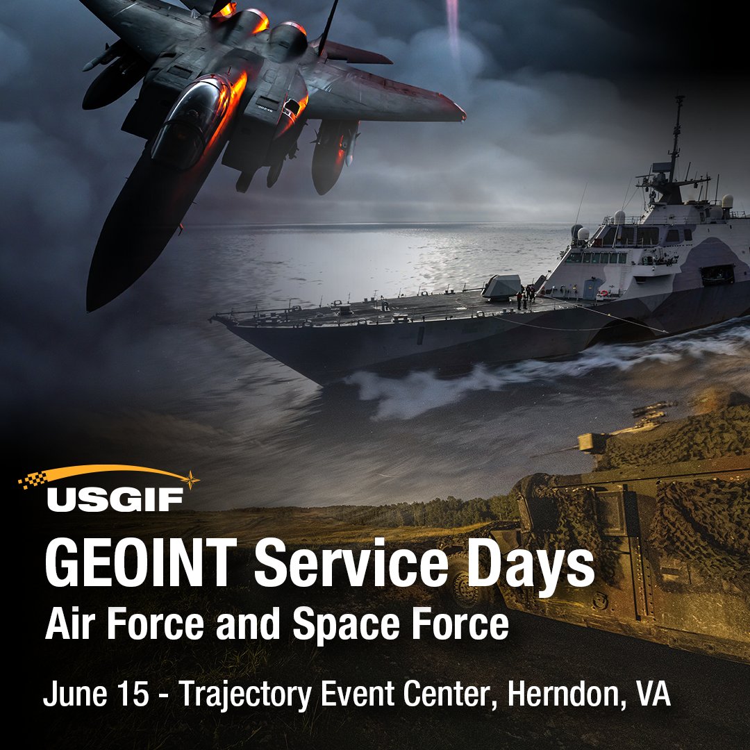 USGIF's tweet photo. GEOINT Service Day for USAF and USSF is nearly a month away. Learn how GEOINT enables air and space operations and take an in-depth look into the USAF and USSF programs that include GEOINT equities. 

Register at https://t.co/0ErYHFk0wf

Looking forward to seeing you June 15th! https://t.co/F6N0qgBjIq