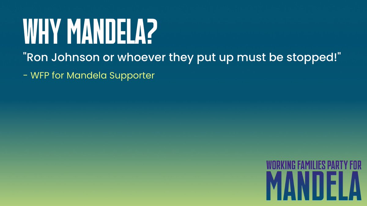 wiworkingfam's tweet photo. Why Mandela? Here's what a WFP for Mandela supporter has to say!
Tell us why you're ready for @TheOtherMandela / @MandelaForWI with @WorkingFamilies at https://t.co/NBDObOx8Mv today!
#WFPforMandela #RunMandelaRun #WhyMandela https://t.co/ucjwg7YQaN